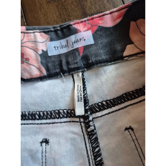 Floral Print Skinny Jeans By Tribal Jeans Size 8 - Picture 4 of 5